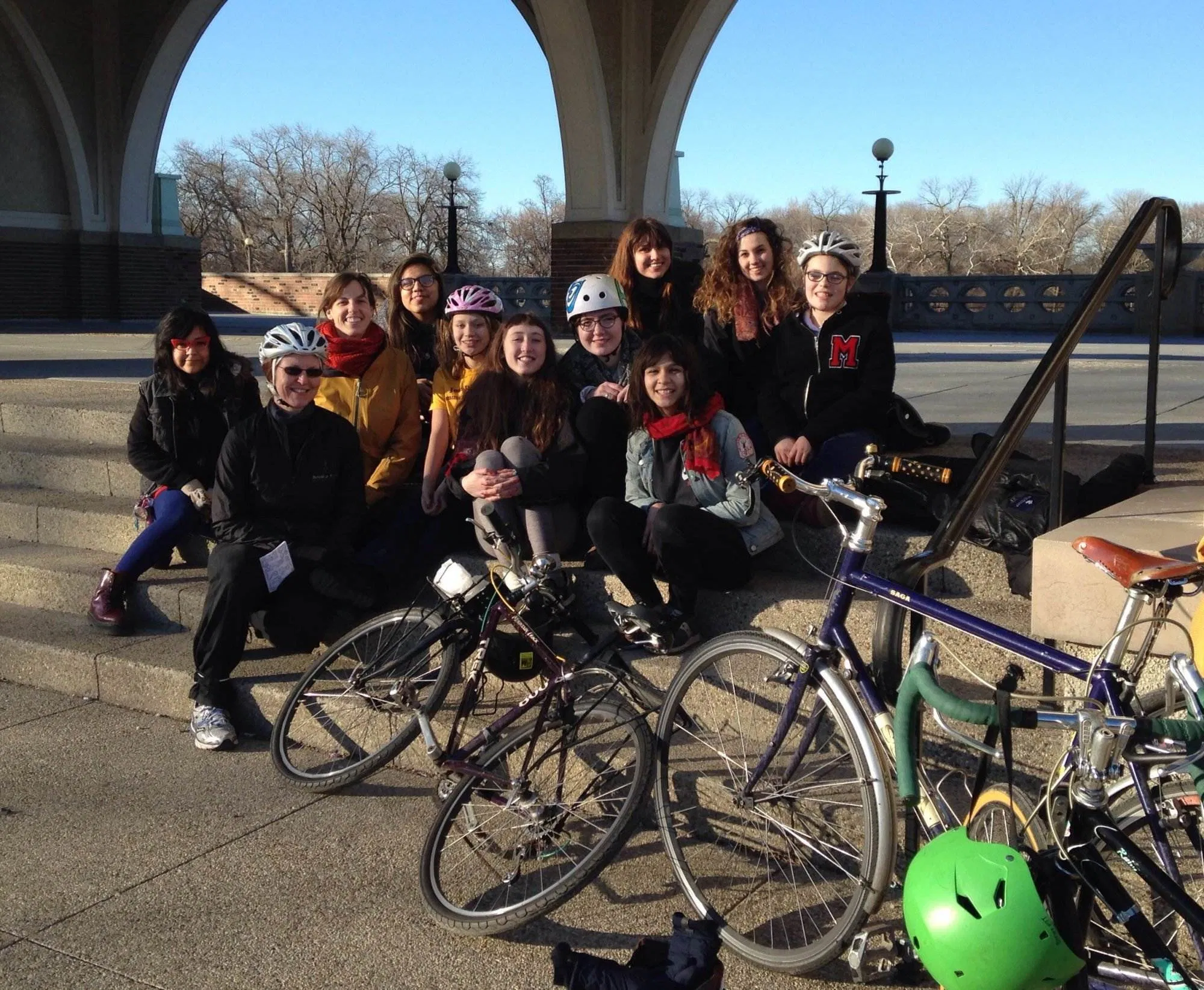 Girls Bike Club cycling at Humboldt Park Boat House